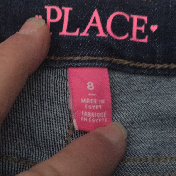 Place girls size 8 distressed zip one button straight leg jeans - Picture 4 of 6